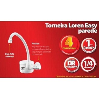 Torneira Elétrica Loren Easy Parede 4 Temperaturas 127V/4800W Lorenzetti