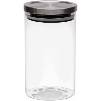 Mimo Style Borossilicato Pote Hermético de Vidro com Tampa, Transparente (Inox), 1 L