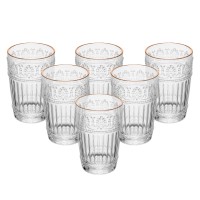 Conjunto 6copos Vidro Mauve Fio De Ouro 350ml - Wolff