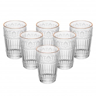 Conjunto 6copos Vidro Mauve Fio De Ouro 350ml - Wolff