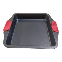 Assadeira Quadrada Antiaderente Alça Silicone 28x25x4cm